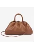 Dina Leather Large Clutch Top Handle And Shoulder Bag Brown