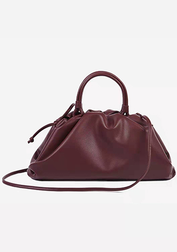 Dina Leather Large Clutch Top Handle And Shoulder Bag Burgundy