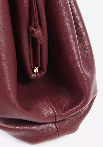Dina Leather Large Clutch Top Handle And Shoulder Bag Burgundy