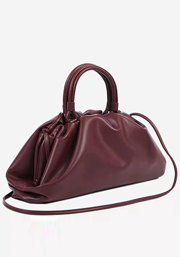 Dina Leather Large Clutch Top Handle And Shoulder Bag Burgundy