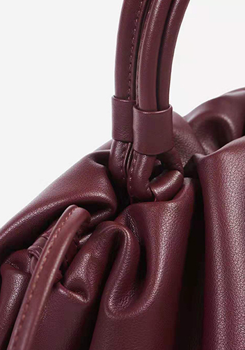 Dina Leather Large Clutch Top Handle And Shoulder Bag Burgundy