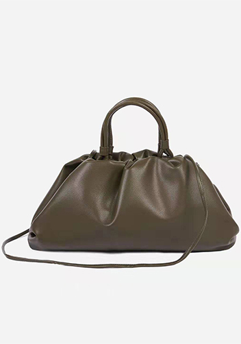 Dina Leather Large Clutch Top Handle And Shoulder Bag Green