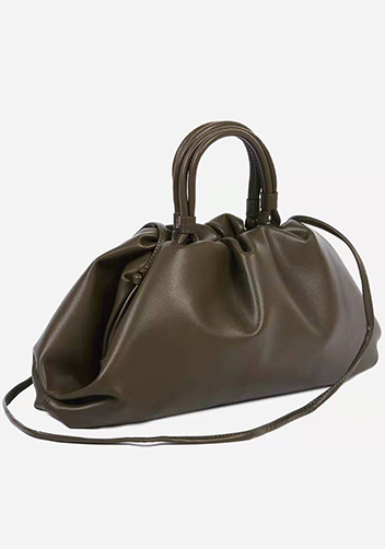 Dina Leather Large Clutch Top Handle And Shoulder Bag Green