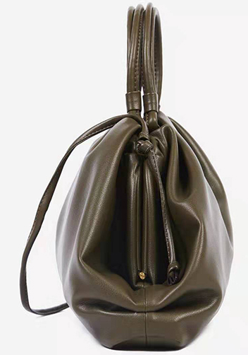 Dina Leather Large Clutch Top Handle And Shoulder Bag Green