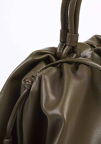 Dina Leather Large Clutch Top Handle And Shoulder Bag Green