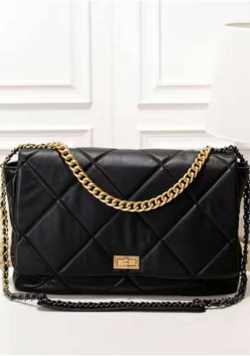 Adele Flap Large Leather Bag Black