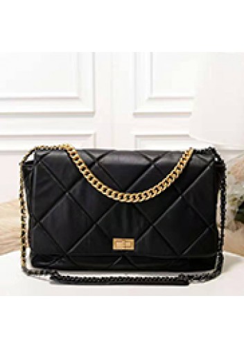 Adele Flap Large Leather Bag Black