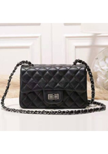 Adele Flap Small Grain Leather Black