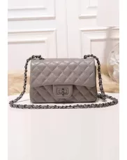 Adele Flap Small Grain Leather Grey