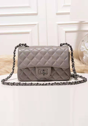 Adele Flap Small Grain Leather Grey