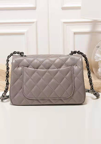 Adele Flap Small Grain Leather Grey
