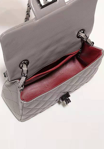 Adele Flap Small Grain Leather Grey