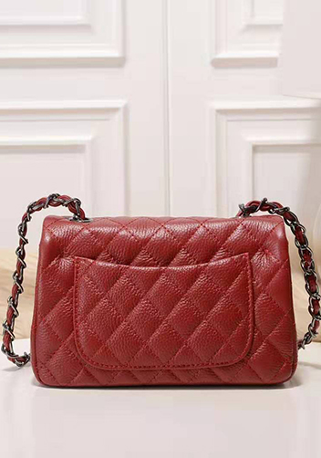 Adele Flap Small Grain Leather Burgundy