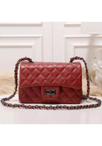Adele Flap Small Grain Leather Burgundy