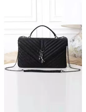 Yvonne Leather Large Flap Bag Black