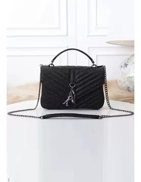 Yvonne Leather Medium Flap Bag Black