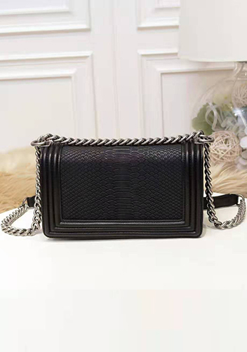 Ingrid Snake Leather Flap Black