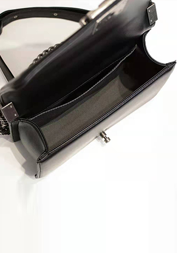 Ingrid Snake Leather Flap Black