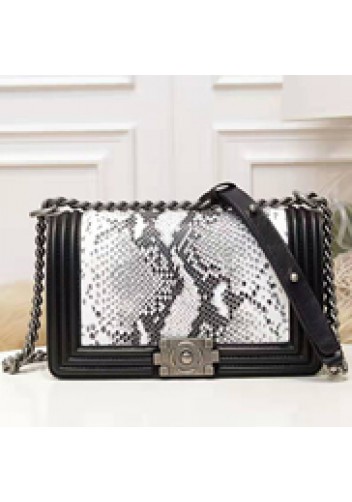 Ingrid Snake Leather Flap Black And White