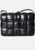 Mia Plaid Square Leather Shoulder Bag Black
