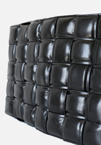 Mia Plaid Square Leather Shoulder Bag Black