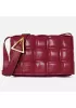 Mia Plaid Square Leather Shoulder Bag Burgundy