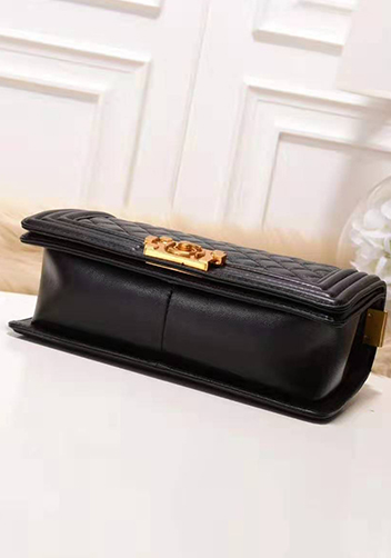 Ingrid Diamond Shape Leather Flap Black Gold Hardware