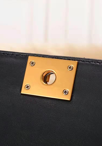 Ingrid Diamond Shape Leather Flap Black Gold Hardware