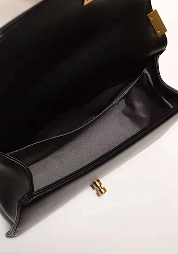Ingrid Diamond Shape Leather Flap Black Gold Hardware