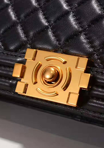 Ingrid Diamond Shape Leather Flap Black Gold Hardware