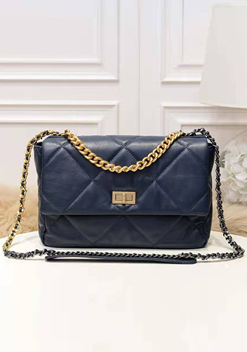 Adele Flap Medium Leather Bag Blue