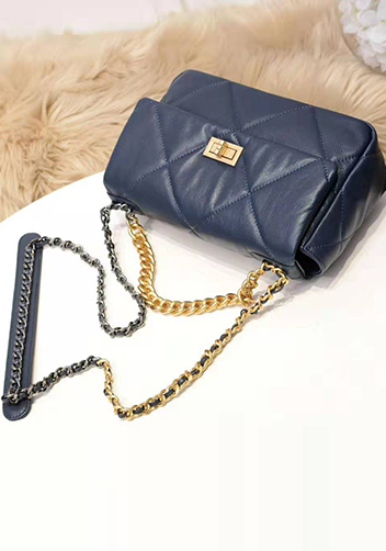 Adele Flap Medium Leather Bag Blue