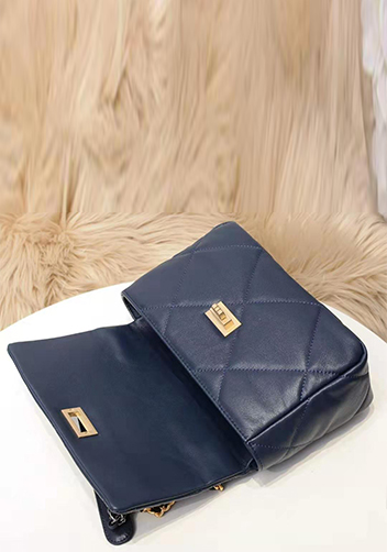 Adele Flap Medium Leather Bag Blue