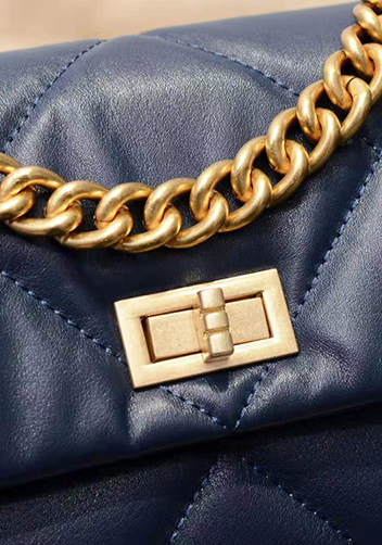 Adele Flap Medium Leather Bag Blue