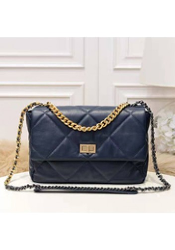 Adele Flap Medium Leather Bag Blue