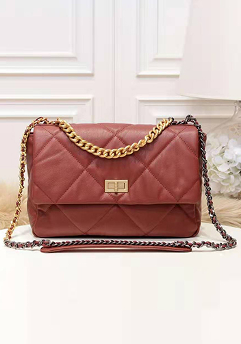 Adele Flap Medium Leather Bag Burgundy