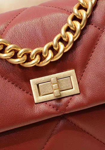 Adele Flap Medium Leather Bag Burgundy