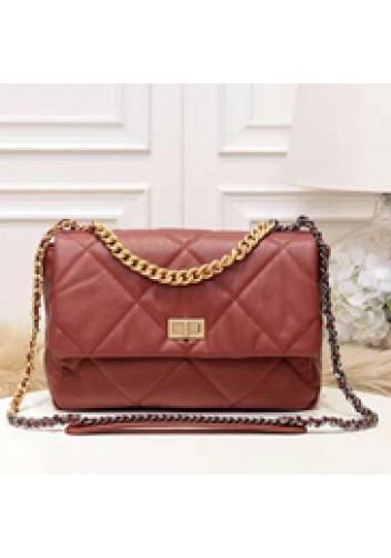 Adele Flap Medium Leather Bag Burgundy