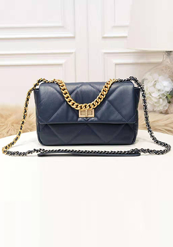 Adele Flap Small Leather Bag Blue