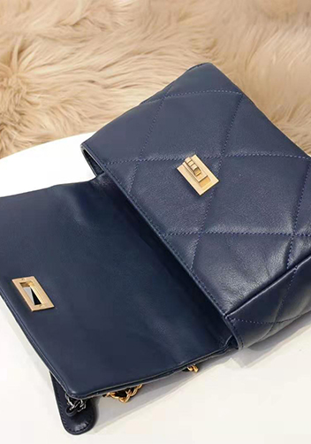 Adele Flap Small Leather Bag Blue
