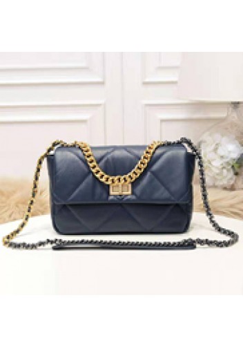 Adele Flap Small Leather Bag Blue