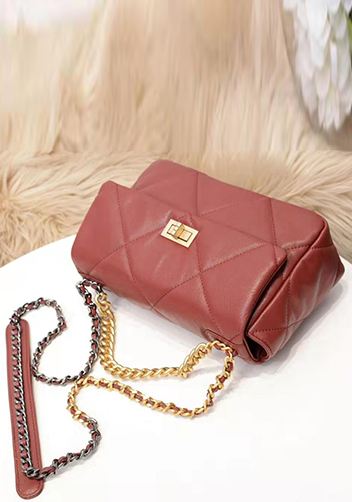 Adele Flap Small Leather Bag Burgundy