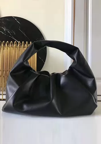 Dina Leather Shoulder Hobo Bag Black