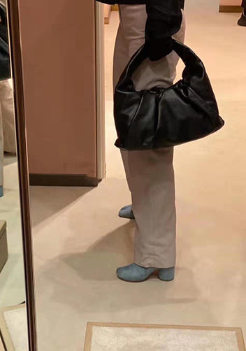 Dina Leather Shoulder Hobo Bag Black