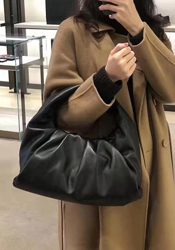 Dina Leather Shoulder Hobo Bag Black