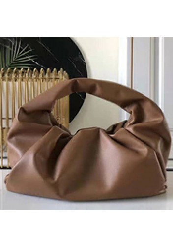 Dina Leather Shoulder Hobo Bag Brown
