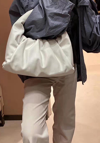 Dina Leather Shoulder Hobo Bag White