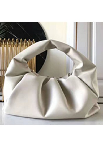 Dina Leather Shoulder Hobo Bag White