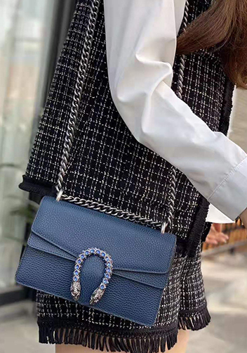 Jess Medium Leather Shoulder Bag Blue