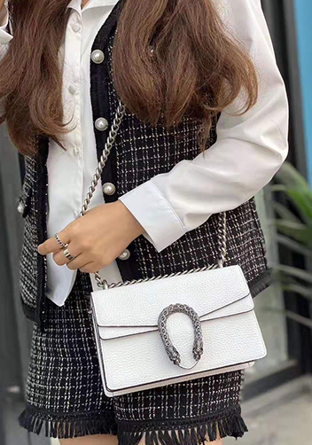 Jess Medium Leather Shoulder Bag White